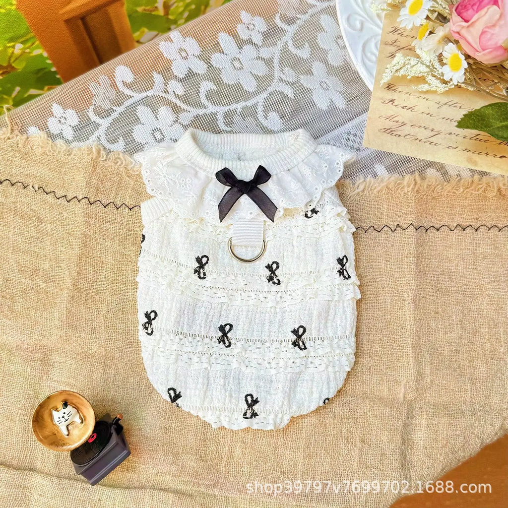 Pet Spring/Summer Breathable Cake Skirt Lace Vest Pet Cat Top Strap Puppy Clothes Dog Clothes for Small Dogs