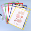 Dry Erase Pockets Reusable File Holder Transparent A4 Folders Kids Teaching Drawing Board Stationary Files Card Storage Supplies