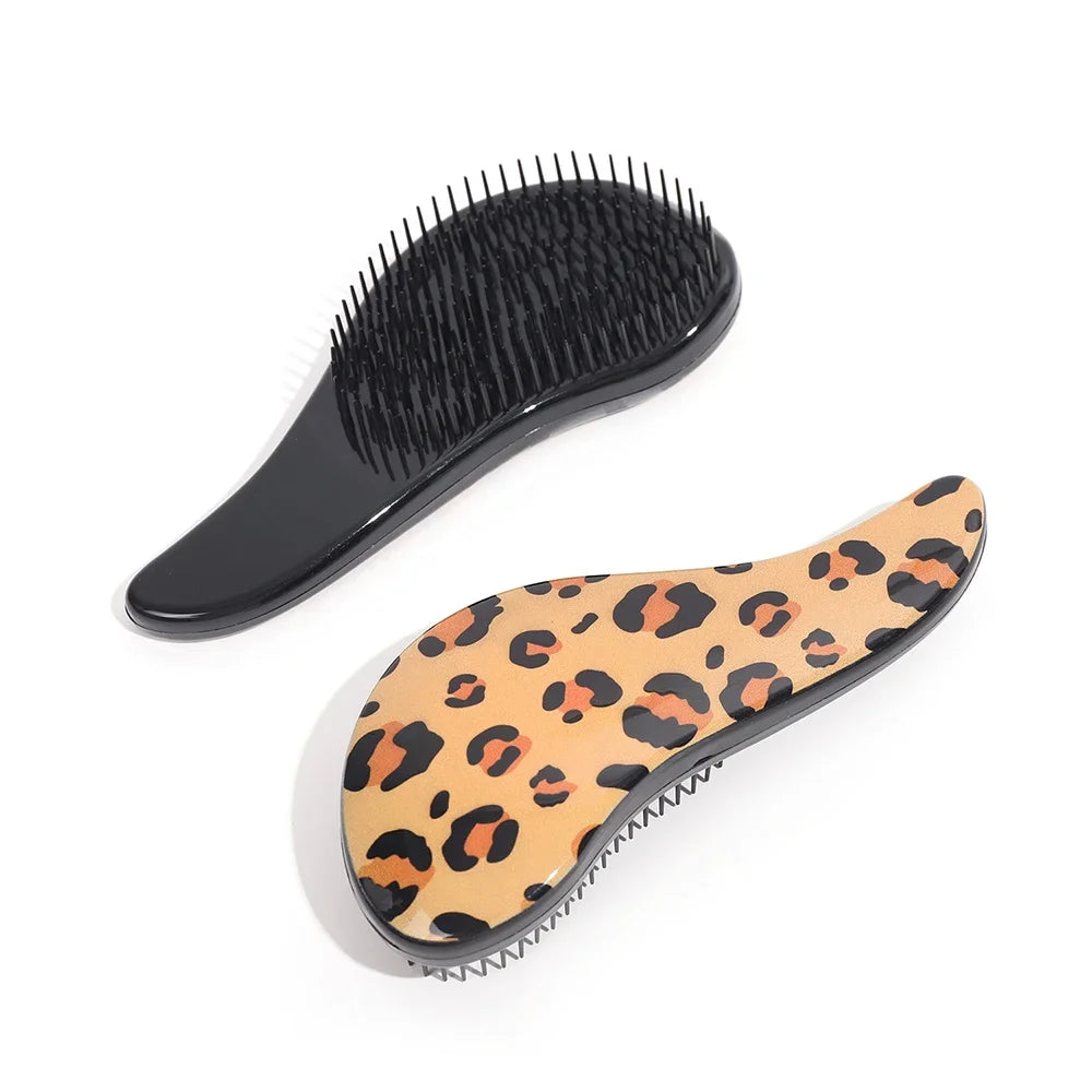 Leopard Hair Brush Kids Detangling Hair Brush Anti-static Tangle Comb Massage Salon Styling Tool Curly Girl Method Accessories