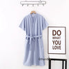 100% Cotton Waffle Robes for Women Summer Thin (nine Sleeves + Short Sleeves) Bathrobe Nightgown Home Service Hotel Bathrobe