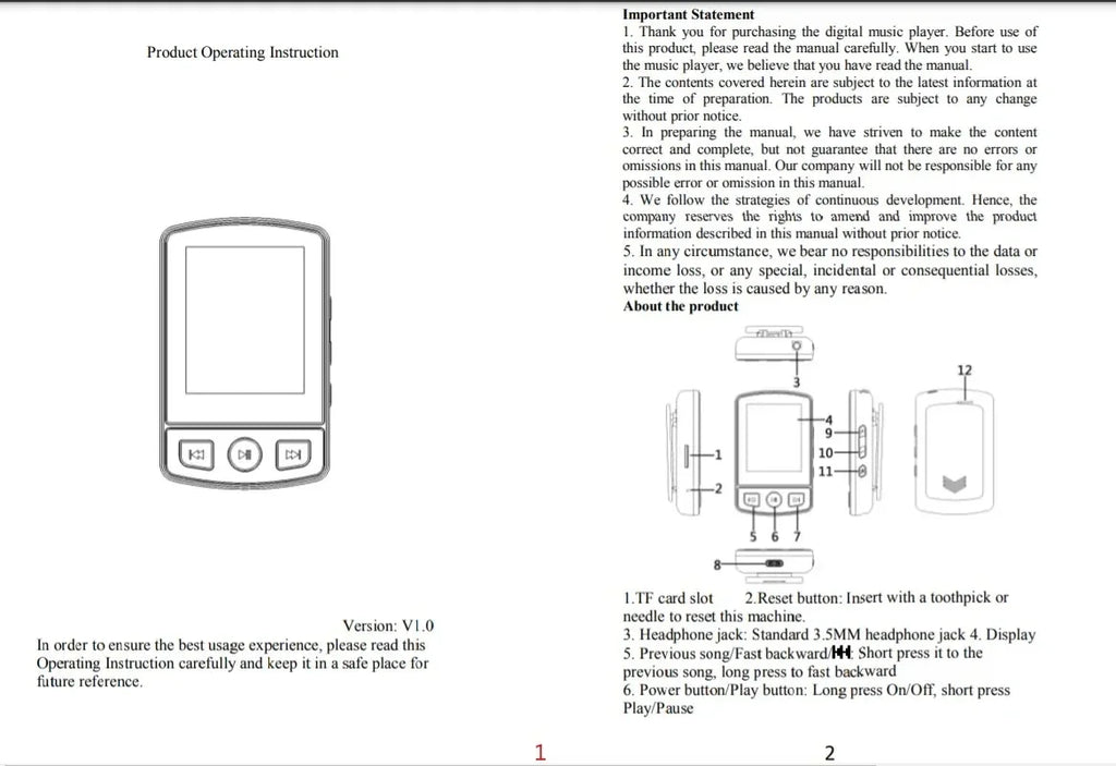 Portable Sport Clip Mini Walkman MP3 Player MP4 Music Player, Bluetooth 5.2, 1.8-Inch, Supports E-Books / Recorders / FM Radios