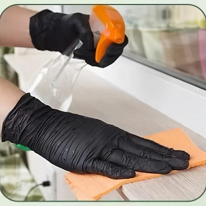 Disposable Latex Gloves Black Waterproof Non-Medical for Kitchen, Cleaning, Dishwashing, Cooking, Automotive, Craft Use