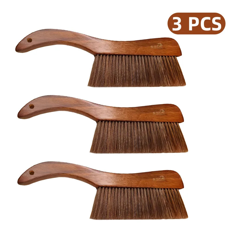 Sandalwood Handle Soft Bristles Dust Brush Anti Static Sweeping Brush For Bed Sofa Pet Hair Removal Gentle Home Cleaning Tool