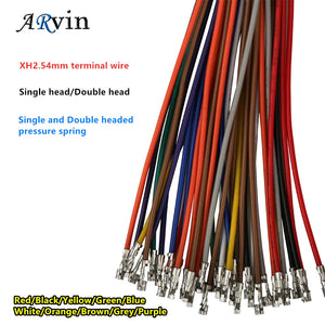 50PCS XH2.54 terminal wire spacing 2.54mm single and double head pressure spring 26AWG 24AWG 22AWG electronic wire  color
