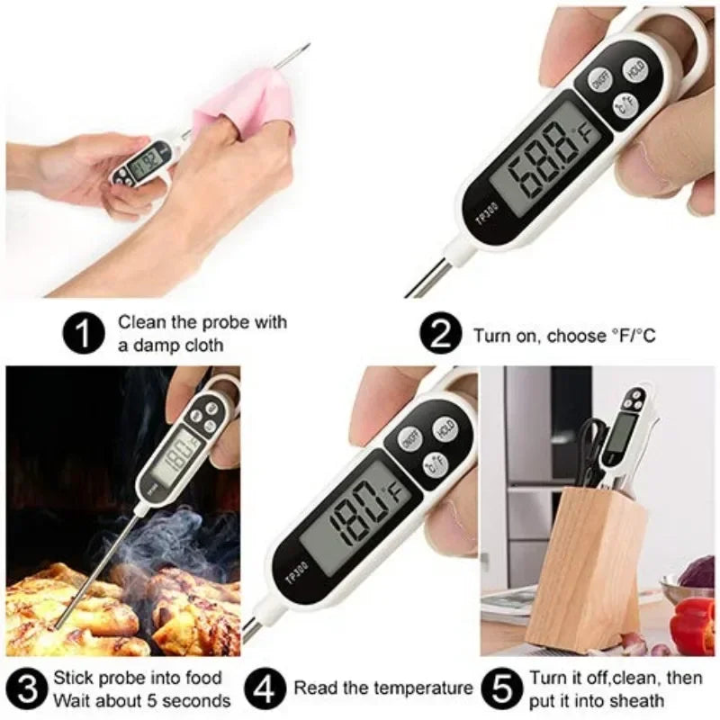 Food Thermometer TP300 Digital Kitchen Water Oil Thermometer for Meat Cooking Food Probe BBQ Electronic Oven Kitchen Tools