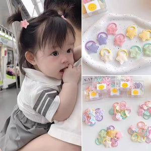 10Pcs Lovely Bunny Children Hair Loop Baby No Harm Hair Towel Loop Hair Rope Cartoon Ponytail Braid Rubber Band Kids Headwear