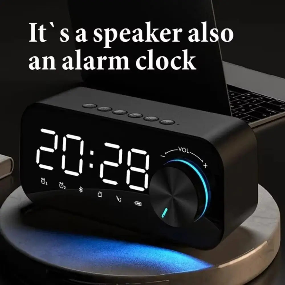 High Volume Bluetooth Speaker Portable Design Clock Function LED Alarm Clock Wireless Connectivity Super Bass
