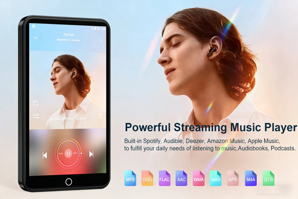 Famue BF12  Android 10 MP3 Player with 4-inchs Bluetooth and WiFi MP4 Player with Spotify，Audible，Pandora， Up to 256 G touchscre