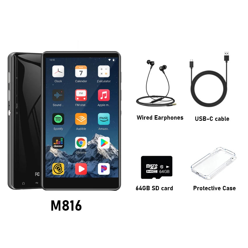 80GB (64GB+16GB) MP3 player for Android 9.0 with Bluetooth and WiFi, 4.0-inch Built-in Spotify,Audible,Pandora,up to 512GB