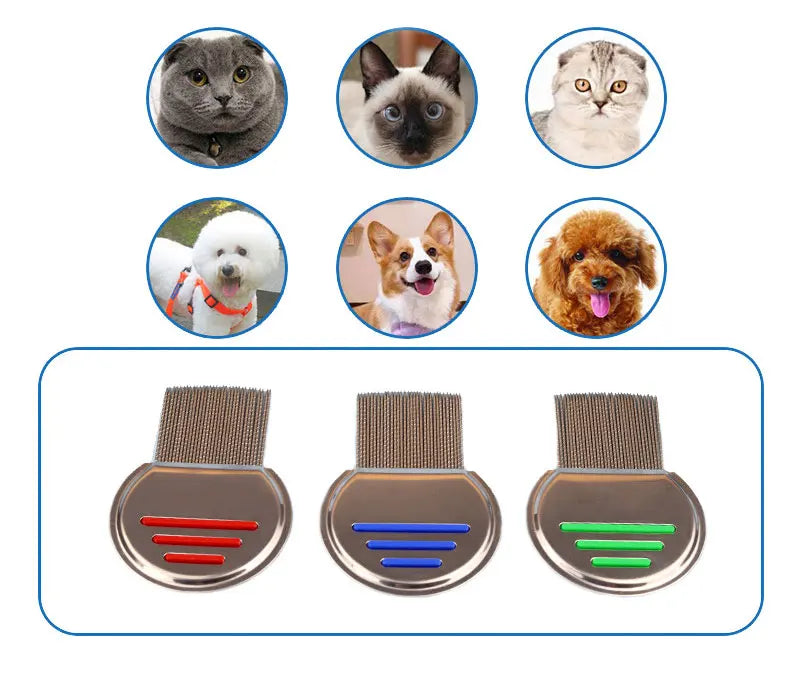1PC Pet Flea Lice Comb Steel Grooming Combs Steel Dog Brushes Accessory Remove Flea Pet Hair Trimmer Dog Cat Grooming Tools