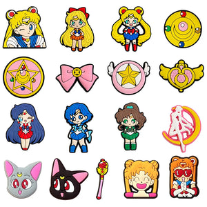 17-25PCS Japanese Anime Shoe Charms Cartoon Shoes Accessories Clogs Sandals Decorations Buckle for Kids Party Gifts