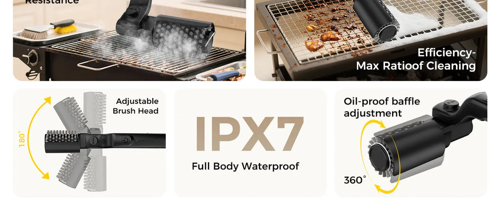 Electric BBQ Cleaner Brush Wireless Stainless Steel Rotary Grill Brush for Outdoor Grill Steam BBQ Cleaning Brush Accessoires