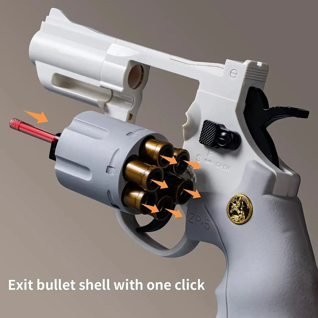 2024 New Arrivals ZP5 357 Revolver Mechanical Continuous Firing Toy Gun Automatic Pistol Soft Dart Bullet CS Outdoor Weapon