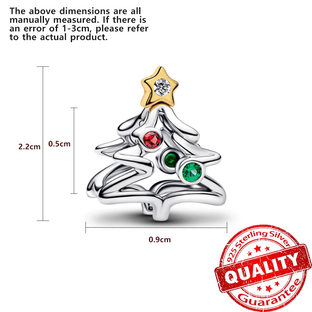 Hot Sale New Arrivals 925 Sterling Silver Snowflake Bell Christmas Series Dangle Charm Fit Original Bracelet Kids Jewelry Gift