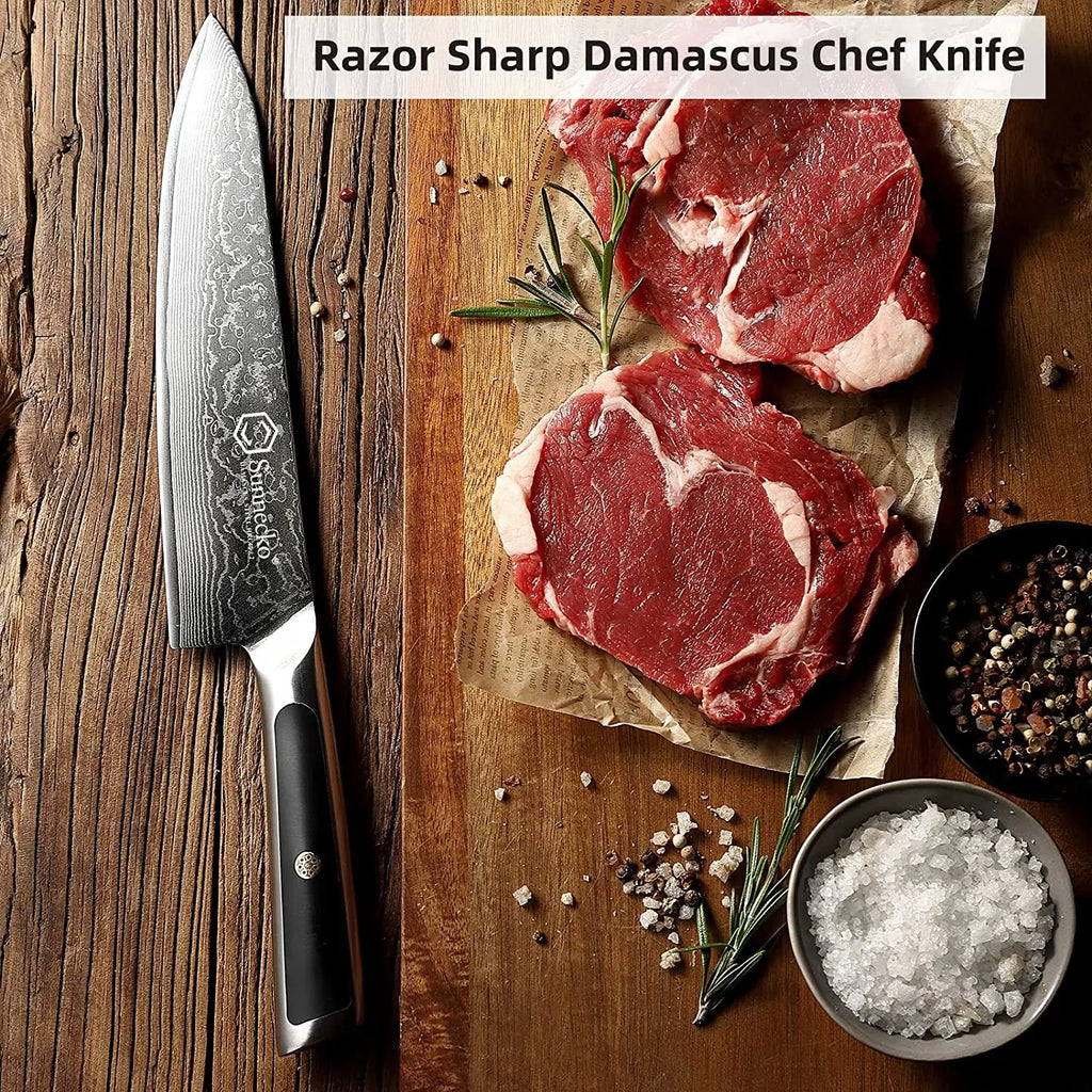 Sunnecko Damascus Steel Kitchen Knives High Carbon VG10 Core Blade Cut Japanese Chef's Knife Ultra Sharp Vegetable Meat Slicer