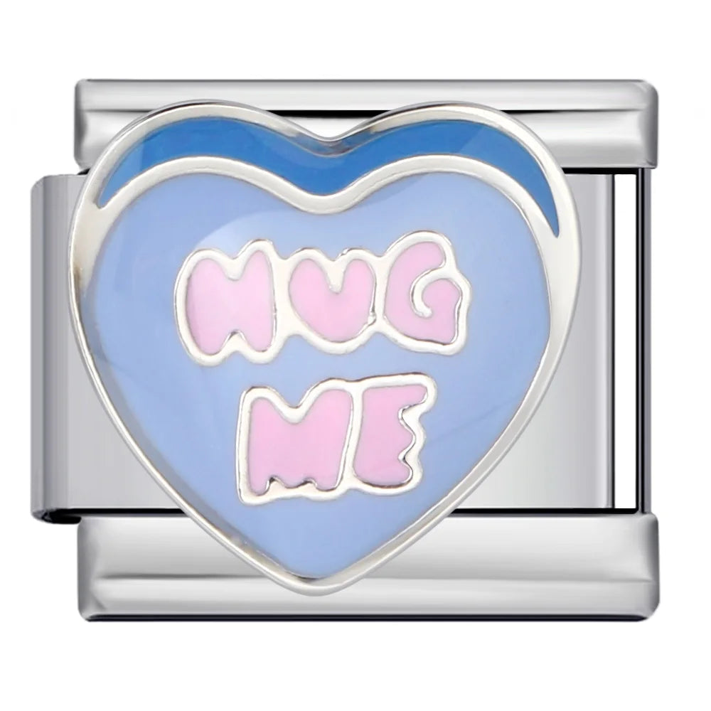 New Arrivals Y2K Classic Blue Loving Heart Demon's Eye Starry Sky Italian Link Fit 9mm Stainless Steel Charm Bracelet DIY Making