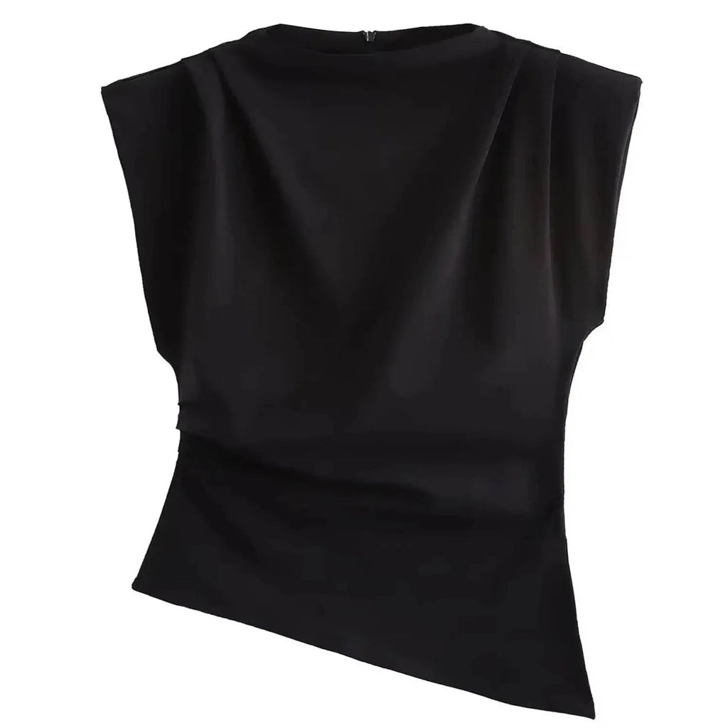Fashion Shoulderless European American Style Top Simple Pleated Decorative New Arrivals