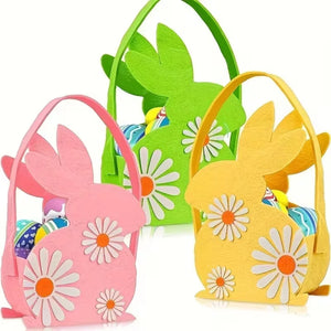 Easter Bunny Basket Kids Candy Tote Bag Soft Felt Gift Storage Basket 2026 Easter Party Decoration Egg Hunt Game Props