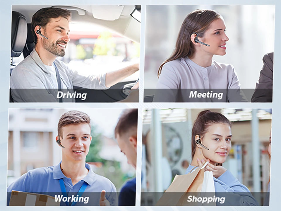 New Bee M53 Wireless Bluetooth Headset Single Earpiece Driving Headphone with Dual-Mic Noise Cancelling Handsfree Earphones