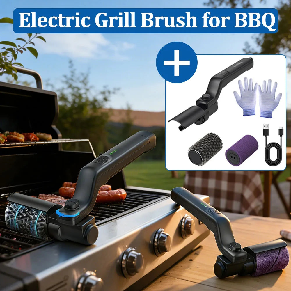 Electric BBQ Cleaner Brush Wireless Stainless Steel Rotary Grill Brush for Outdoor Grill Steam BBQ Cleaning Brush Accessoires