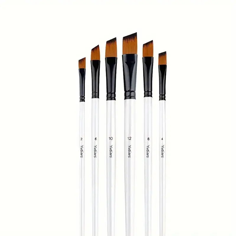 6/24 Pack Yutiars Professional Artist Paint Brushes, Anti-Shedding Nylon Bristles, Wooden Handles, for Acrylic, Oil & Watercolor