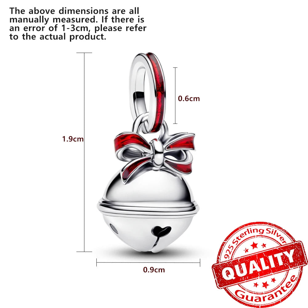 Hot Sale New Arrivals 925 Sterling Silver Snowflake Bell Christmas Series Dangle Charm Fit Original Bracelet Kids Jewelry Gift