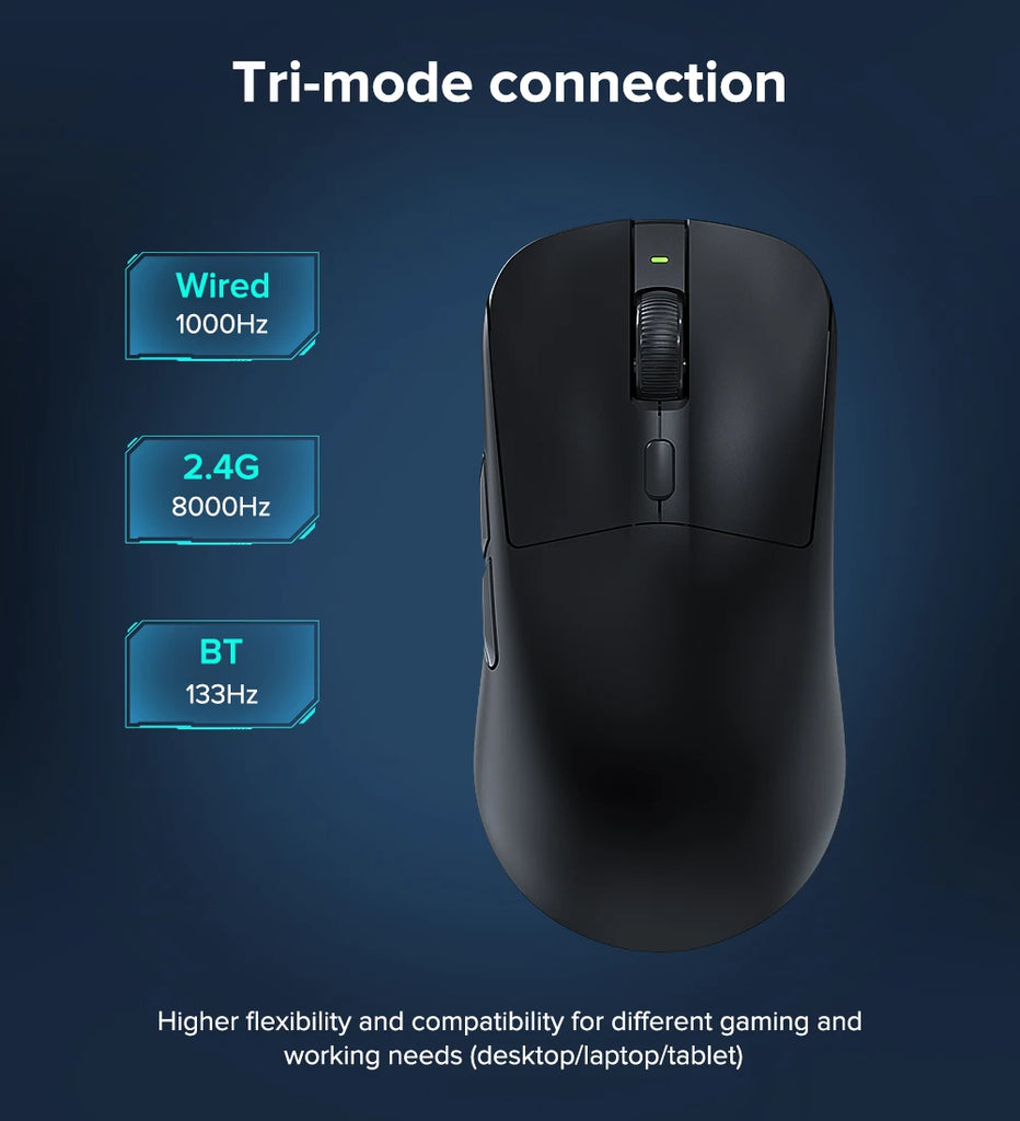 KYSONA M617 Bluetooth Gaming Mouse PAW3395 2.4G 8k Wireless E-sports Mice Rechargeable 59g Lightweight Ergonomic