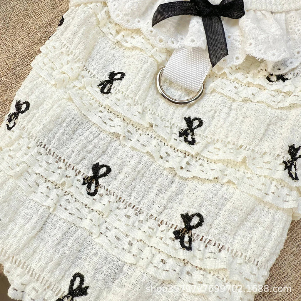 Pet Spring/Summer Breathable Cake Skirt Lace Vest Pet Cat Top Strap Puppy Clothes Dog Clothes for Small Dogs