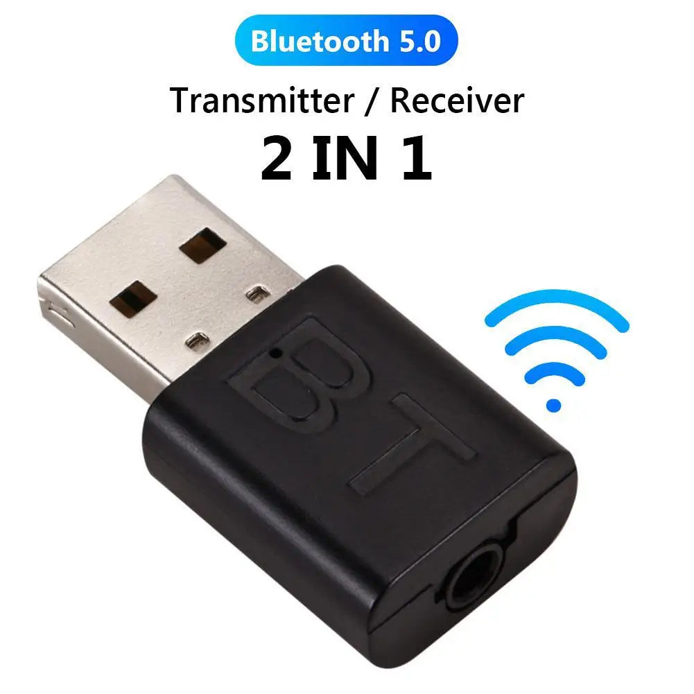 2 In 1 Bluetooth 5.0 Receiver Wireless Bluetooth Adapter 3.5mm Jack AUX Auto Stereo Music USB Dongle For PC TV Speaker Headphone