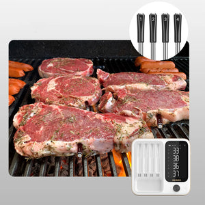INKBIRD INT-14-BW WiFi Bluetooth Meat Thermometer 4 Probes Wireless Food Thermometer for Grill Oven Smoker with LCD Display