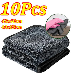 1-10Pcs Car Wash Microfiber Towel 40x40cm 40x60cm Auto Drying Cleaning Cloth Towel Detailing Polishing for House Kitchen Window