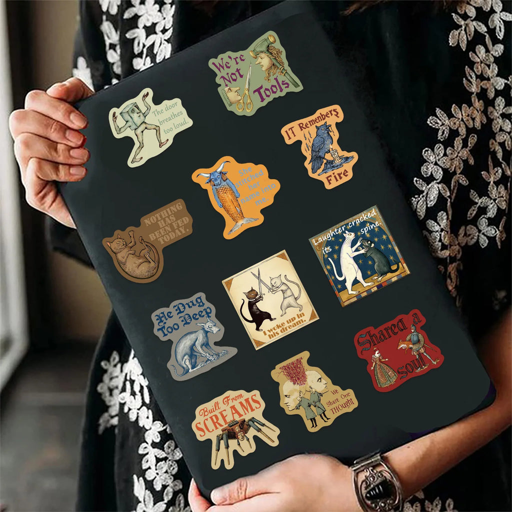 50pcs Medieval Weird Abstract Graffiti Waterproof Phone Laptop Luggage Guitar Laptop Stickers Kids Toys