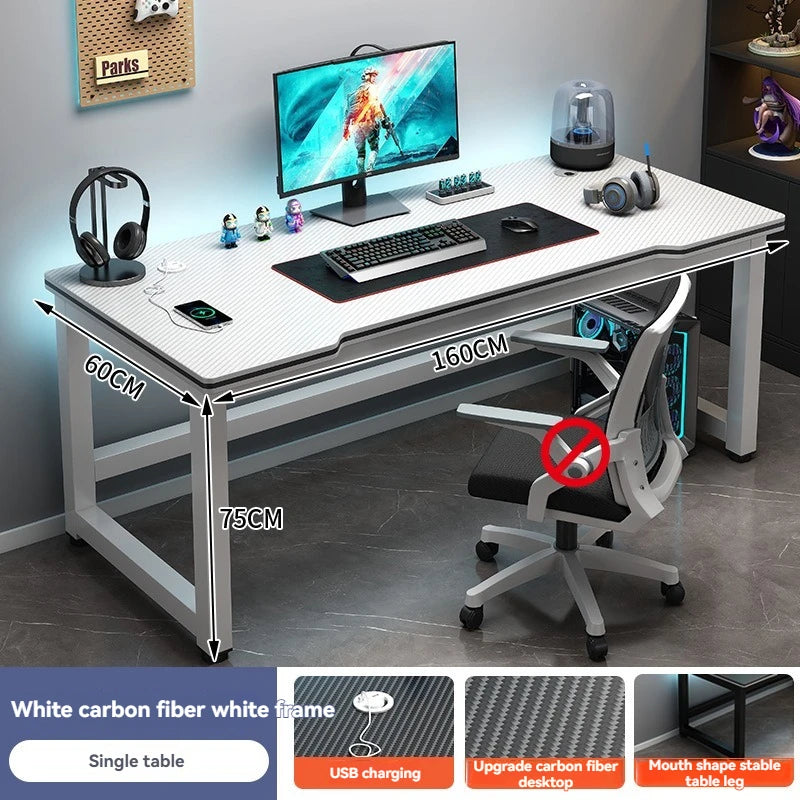 Computer desk, minimalist home gaming desk, small-sized carbon fiber patterned office desk, student study desk, bedroom desk