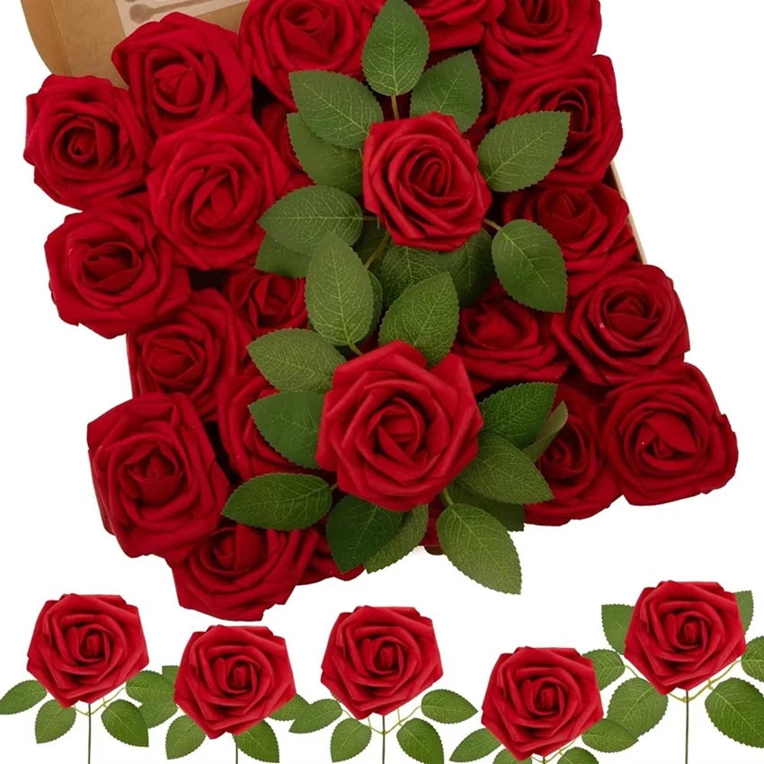 PE Foam Rose Artificial Flower Wedding Bride Bouquet Accessory Garland Home vase table Outdoor Garden festival Party DIY Decor