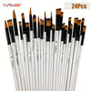 6/24 Pack Yutiars Professional Artist Paint Brushes, Anti-Shedding Nylon Bristles, Wooden Handles, for Acrylic, Oil & Watercolor