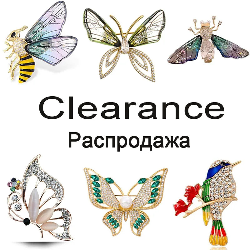 Clearance Price Insect Butterfly Birds Brooches for Women Men Rhinestone Crystal Lapel Pin Clearance Sale
