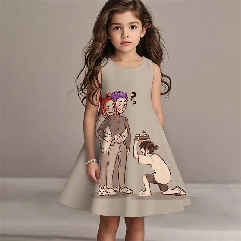 Demon Hunters Summer Kpop Dress Girls Kids Fashion Casual Beach Sleepwear
