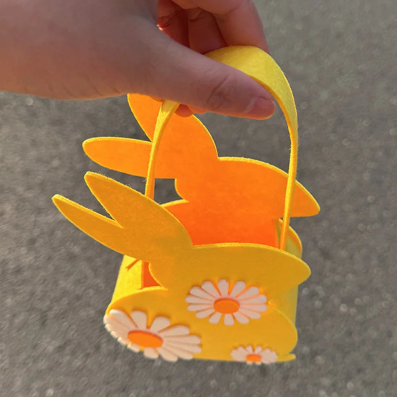 Easter Bunny Basket Kids Candy Tote Bag Soft Felt Gift Storage Basket 2026 Easter Party Decoration Egg Hunt Game Props