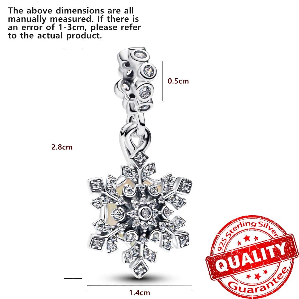 Hot Sale New Arrivals 925 Sterling Silver Snowflake Bell Christmas Series Dangle Charm Fit Original Bracelet Kids Jewelry Gift