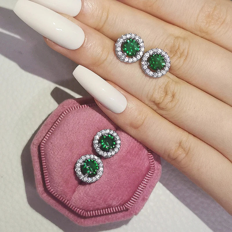 2023 New Arrivals Fashion Luxury silver color korean Zircon Stud Pink Earing Earrings For Women Girl Party Gift Jewelry Z7