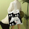 Cute Cat Shopping Grocery Reusable School Girl Gift Andeiltech Tote Bag for Women Aesthetic No Zipper