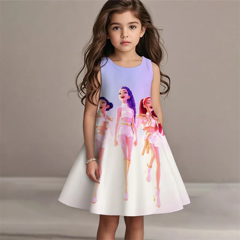 Demon Hunters Summer Kpop Dress Girls Kids Fashion Casual Beach Sleepwear