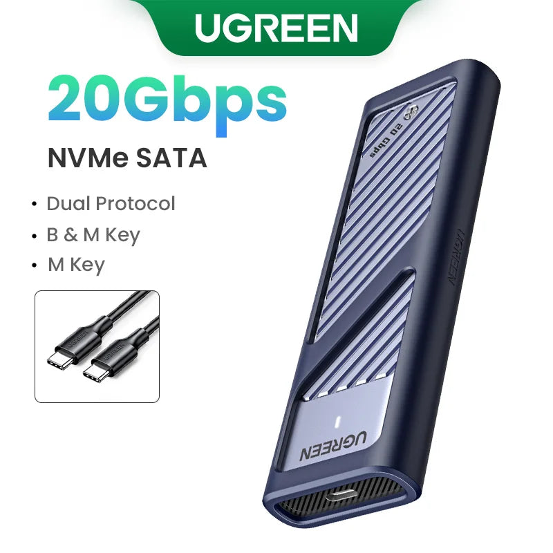 BR Sale UGREEN M2 SSD Case M.2 NVMe SATA SSD Enclosure Adapter 20Gbps USB 3.2 Gen2 USB C External Enclosure