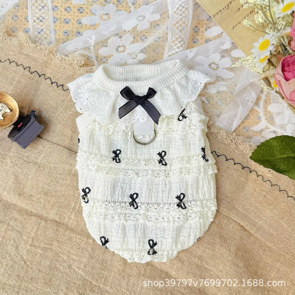 Pet Spring/Summer Breathable Cake Skirt Lace Vest Pet Cat Top Strap Puppy Clothes Dog Clothes for Small Dogs