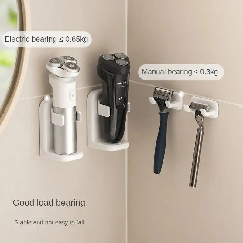 White Electric Razor Holder Non-punching Spring Clip Storage Rack Strong Load-bearing Anti-falling