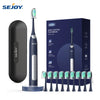 Sejoy JS10-1 Electric Sonic Toothbrush with 10 pcs Replacement Heads Rechargeable Waterproof Electronic Tooth Brushes