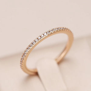 Kinel New Arrivals 585 Rose Gold Single Row Micro-wax Inlay Natural Zircon Rings Women Wedding Party Trendy Fine Jewelry