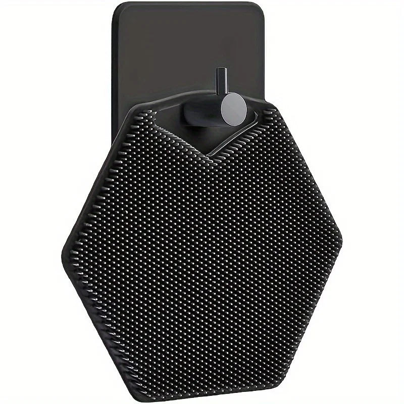 1pc Reusable silicone body scrub with storage hook foam shape, easy to clean, suitable for bathing hair washing, and pet bathing