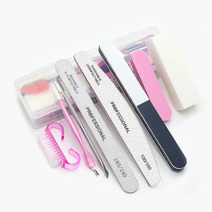8pcs Nail Files Set 100\180 Nail Sanding Buffer Professional Manicure Files Makeup Pedicure Brushes Tool Extension Kits