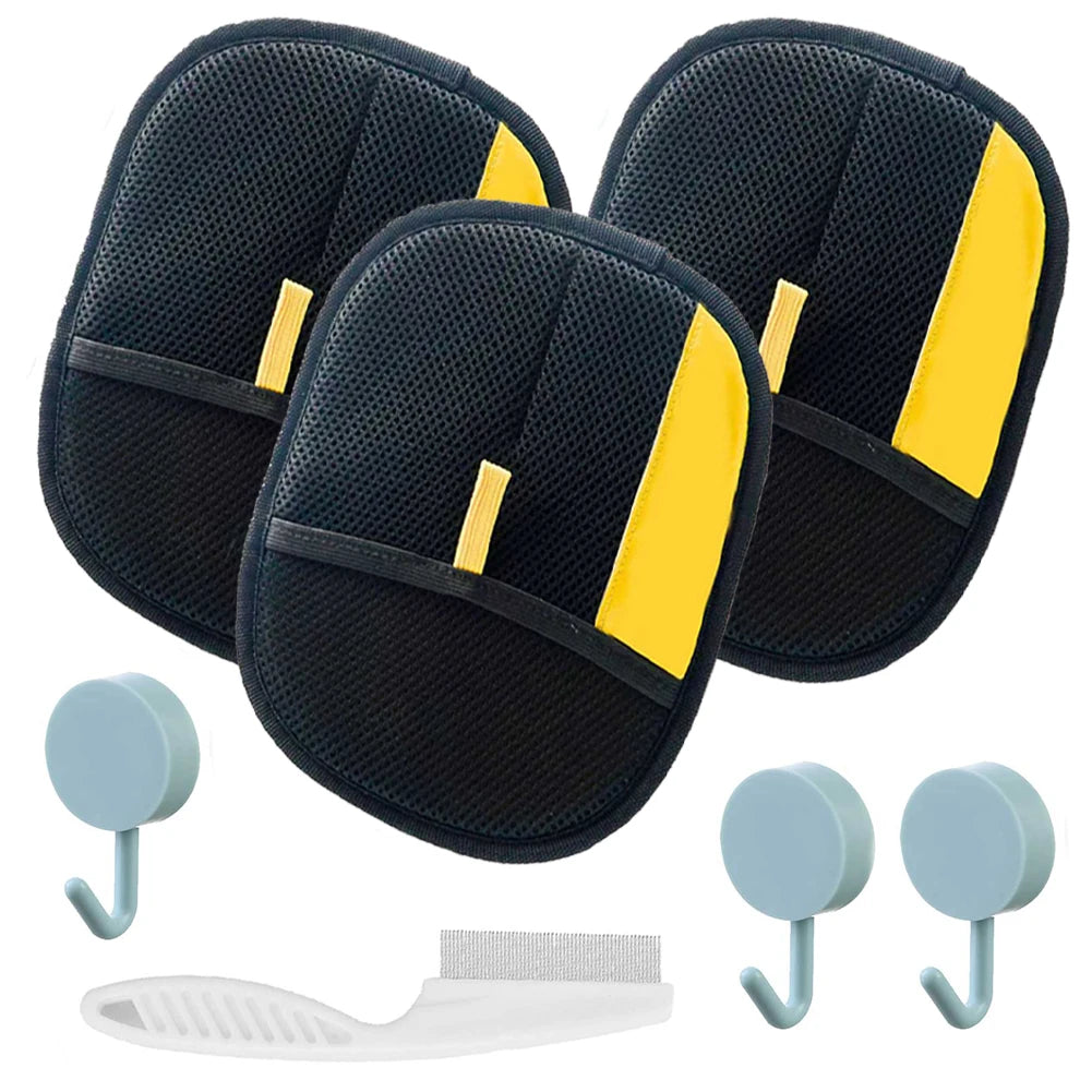 1/2/3Pcs Electrostatic Gloves Multi-Function Pet Grooming Gloves with Brush & Hook Anti Static Hair Removal Glove for Dogs Cats